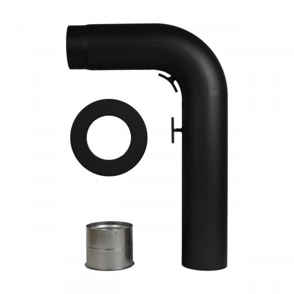 Rauchrohrset 90° Gezogener Bogen 150mm Ø Wandrosette Mauermuffe 3 Rauchrohrset 90° Gezogener Bogen 150mm Ø Wandrosette Mauermuffe