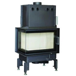 Eck-Kamineinsatz 63x40x42K Links Verglast 8kW DIBT