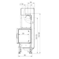 Eck-Kamineinsatz 63x40x42K Rechts Verglast 8kW DIBT -Derofenfuchs Verkäufe 63x40x42K rechts masse1 1280x1280