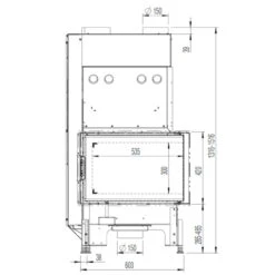 Eck-Kamineinsatz 63x40x42K Rechts Verglast 8kW DIBT -Derofenfuchs Verkäufe 63x40x42K rechts masse2 1280x1280