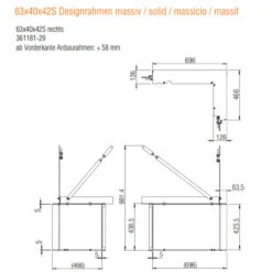 Eck-Kamineinsatz 63x40x42S Rechts Verglaste Hebetür 8kW DIBT -Derofenfuchs Verkäufe 63x40x42S designrahmen massiv rechts 1280x1280