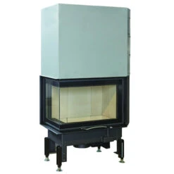 Eck-Kamineinsatz 63x40x42S Links Verglaste Hebetür 8kW DIBT