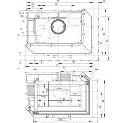 Eck-Kamineinsatz 63x40x42S Rechts Verglaste Hebetür 8kW DIBT -Derofenfuchs Verkäufe 63x40x42S rechts masse2 1280x1280
