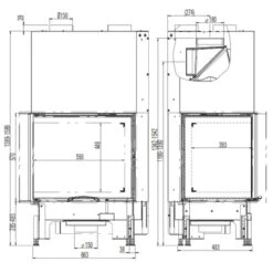 Eck-Kamineinsatz 69x49x57S Links Verglaste Hebetür 9kW -Derofenfuchs Verkäufe 69x49x57s links masse1 1280x1280