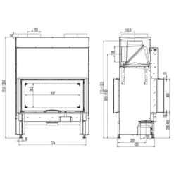 Tunnel Kamineinsatz 75x39SII 10kW Hebetür DIBt 16 Tunnel Kamineinsatz 75x39SII 10kW Hebetür DIBt -Derofenfuchs Verkäufe 75x39S II masse1 1280x1280