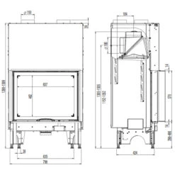 Kamineinsatz 75x57S 10kW Hebetür DIBt -Derofenfuchs Verkäufe 75x57S masse1 1280x1280