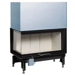 Eck-Kamineinsatz 89x49x45S Links Verglaste Hebetür 12kW
