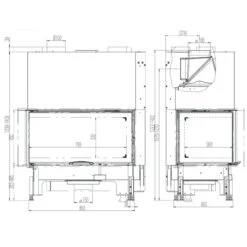 Eck-Kamineinsatz 89x49x45S Rechts Verglaste Hebetür 12kW 17 Eck-Kamineinsatz 89x49x45S Rechts Verglaste Hebetür 12kW -Derofenfuchs Verkäufe 89x49x45s rechts masse1 1280x1280