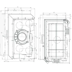 Eck-Kamineinsatz 89x49x45S Rechts Verglaste Hebetür 12kW 18 Eck-Kamineinsatz 89x49x45S Rechts Verglaste Hebetür 12kW -Derofenfuchs Verkäufe 89x49x45s rechts masse2 1280x1280