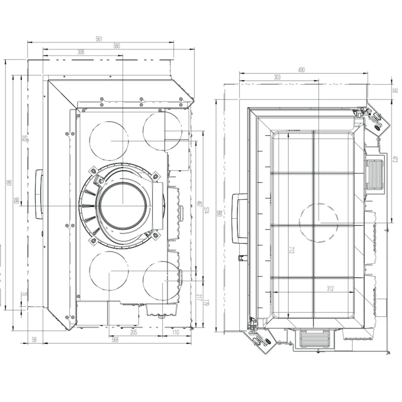 Eck-Kamineinsatz 89x49x45S Rechts Verglaste Hebetür 12kW 8 Eck-Kamineinsatz 89x49x45S Rechts Verglaste Hebetür 12kW – Bild 6
