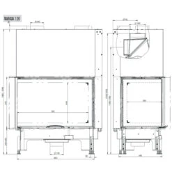 Eck-Kamineinsatz 89x49x57S Links Verglaste Hebetür 12kW -Derofenfuchs Verkäufe 89x49x57s links masse1 1280x1280
