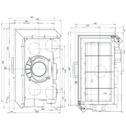 Eck-Kamineinsatz 89x49x57S Links Verglaste Hebetür 12kW -Derofenfuchs Verkäufe 89x49x57s links masse2 1280x1280