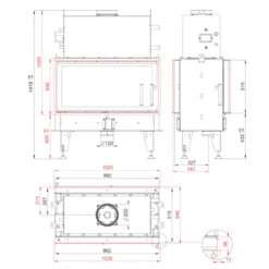 Aquatic Twin 10N Wasser Tunnel-Kamineinsatz 20kW -Derofenfuchs Verkäufe BeF aquatic Twin 10 N masse 1280x1280