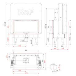 Aquatic Twin V10 Wasser Tunnel-Kamineinsatz 20kW Hebetür -Derofenfuchs Verkäufe BeF aquatic Twin V 10 masse 1280x1280