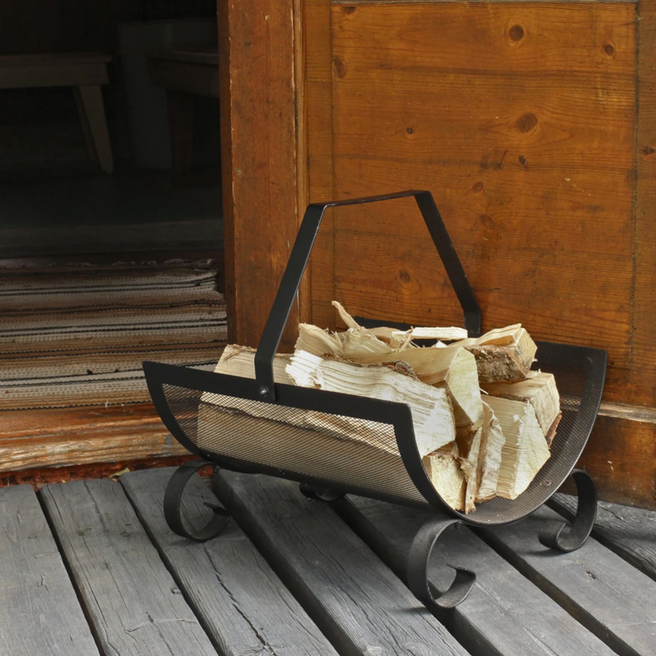 HTT Holzträger / Holzkorb Stahl Schwarz 4 HTT Holzträger / Holzkorb Stahl Schwarz – Bild 2