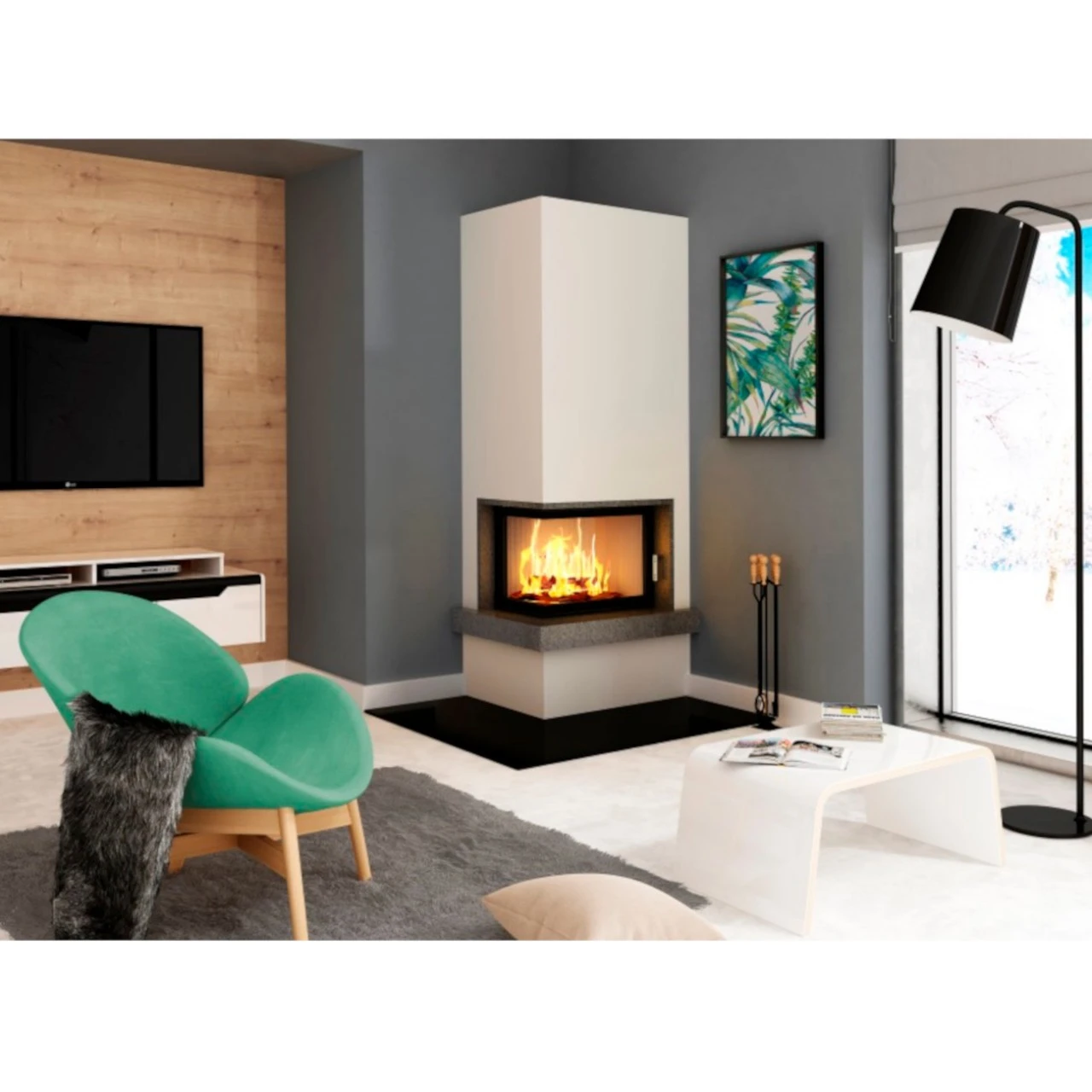 Heatro 55L Eck-Kamineinsatz 9kW Linksverglast 4 Heatro 55L Eck-Kamineinsatz 9kW Linksverglast – Bild 2