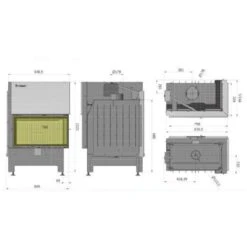 Heatro 69PH Black Eck-Kamineinsatz Mit Hebetür 11kW Rechtsverglast -Derofenfuchs Verkäufe Kamineinsatz Hajduk Heatro 69PH Masszeichnung 1280x1280