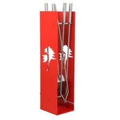 Designer Kaminbesteck Mit Baummotiv Rot