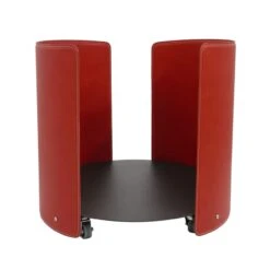 Aleya Designer Holzkorb Rot Aus Stahl Und Leder Mit Rollen