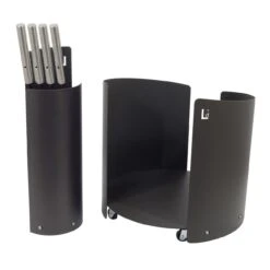 Arcad Designer Kaminbesteckset Und Holzkorb Schwarz