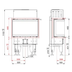Feel 6C 3 Seitiger Panorama Kamineinsatz 5kW -Derofenfuchs Verkäufe bef feel 6 c masse1 1280x1280