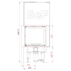 Feel V6CL Eck-Kamineinsatz Links 5kW Hebetür Niedrigenergiehäuser -Derofenfuchs Verkäufe bef feel v6cl masse1 1280x1280