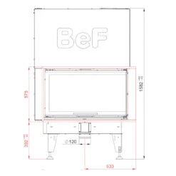 Therm V10CP Eck-Kamineinsatz Hebetür Rechts 13kW -Derofenfuchs Verkäufe bef thermv10cp masse1 1280x1280