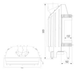 Blanka 12 Panorama Warmluft Kamineinsatz 11kW Dreiseitig Verglast -Derofenfuchs Verkäufe blanka 670 570 rechts links verglast masse1 1280x1280
