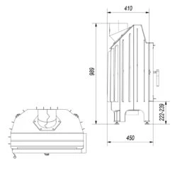 Blanka 12 Warmluft Eckkamineinsatz 11kW Rechts Verglast -Derofenfuchs Verkäufe blanka 670 570 rechts verglast masse1 1280x1280