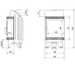 Blanka 8 Warmluft Kamineinsatz 8kW Rechts Verglast -Derofenfuchs Verkäufe blanka 8 rechts masse2 1280x1280
