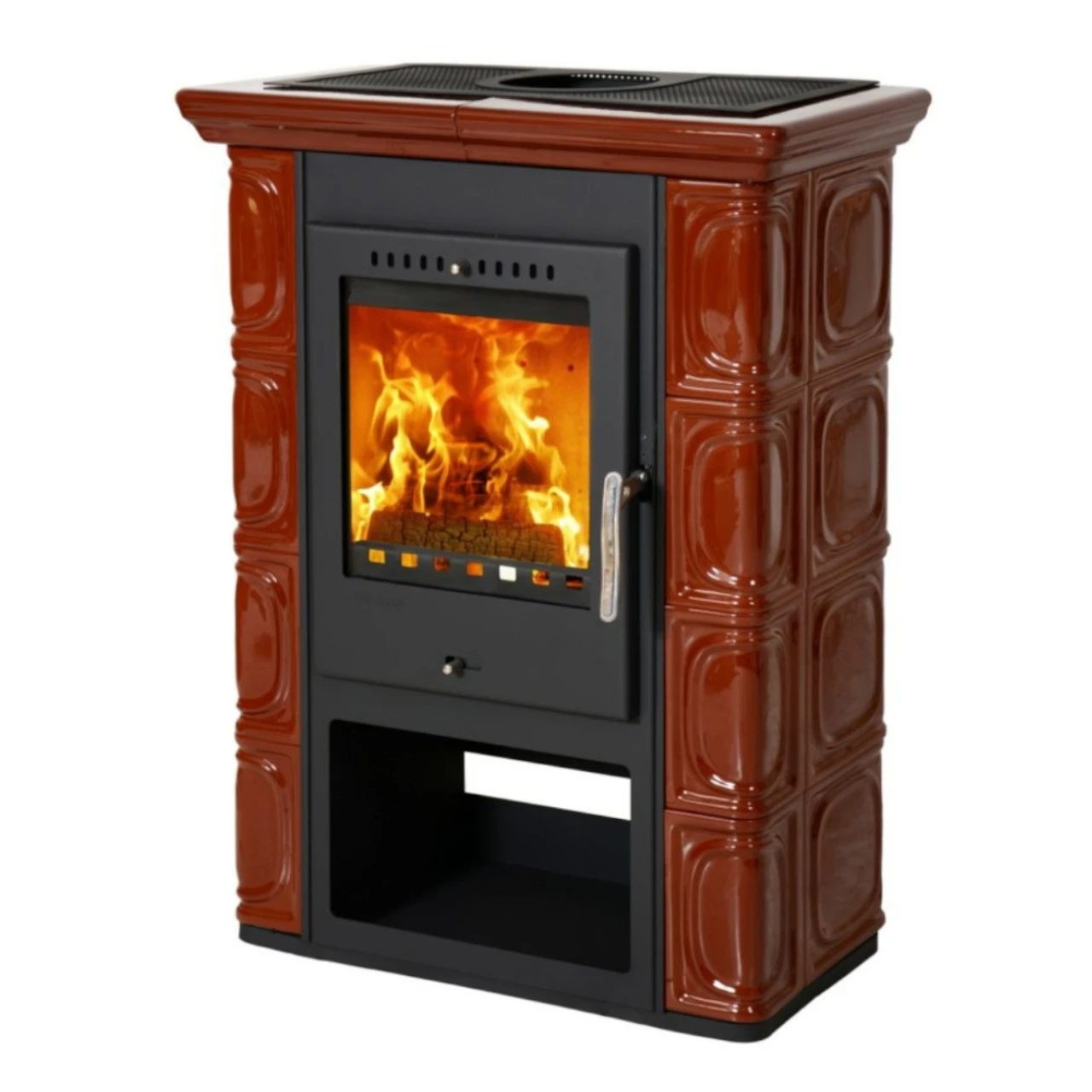 Borgholm Braun Kachel Kaminofen 7kW 4 Borgholm Braun Kachel Kaminofen 7kW – Bild 2