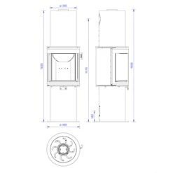 Kaminofen Faro 6KW 180° Panorama Sichtscheibe Champagner -Derofenfuchs Verkäufe cera design kaminofen faro masse 1280x1280