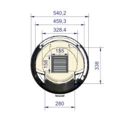 Rondotherm Titan Midi Kaminofen 6KW Schwarz DIBt -Derofenfuchs Verkäufe cera design rondotherm titan midi masse2 1280x1280