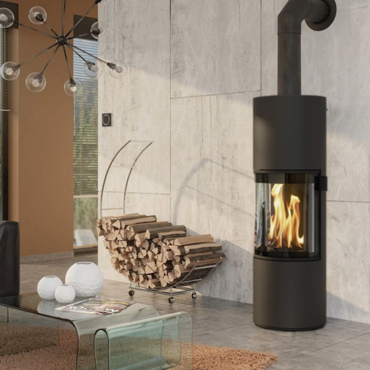 Prego DIBT Kaminofen 6KW 180° Panorama Sichtscheibe Schwarz 3 Prego DIBT Kaminofen 6KW 180° Panorama Sichtscheibe Schwarz