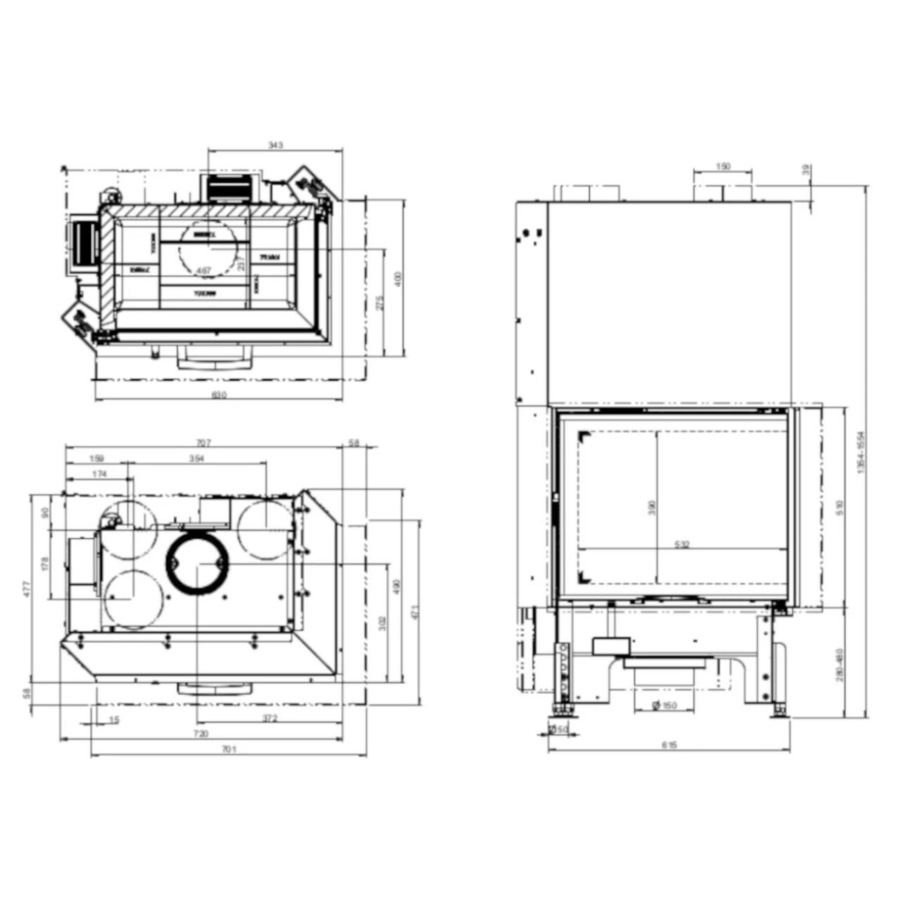 63x40x51S Eck-Kamineinsatz Rechts 12kW DIBT 4 63x40x51S Eck-Kamineinsatz Rechts 12kW DIBT – Bild 2