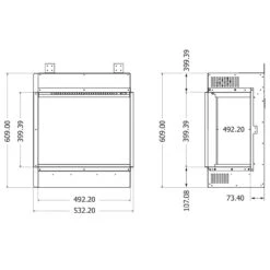 Elektrokamin Club 50E 4in1 Einbaukassette Mit Wärmeleistung -Derofenfuchs Verkäufe element4 50e elektrokamin links rechts masse1 1280x1280