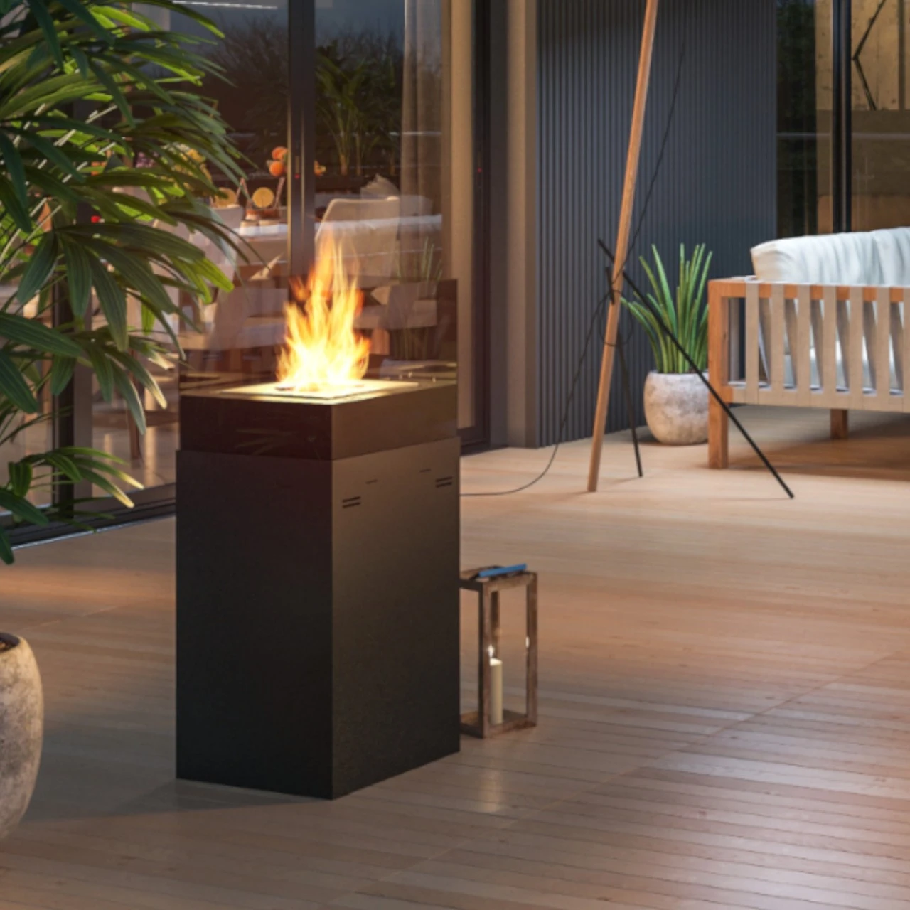 Instand 850 Schwarz Ethanolkamin Feuersäule 4 Instand 850 Schwarz Ethanolkamin Feuersäule – Bild 2