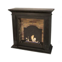 Cadiz Bioethanol Kamin Naturstein Schwarz Mit Steindekor Und Medaillon