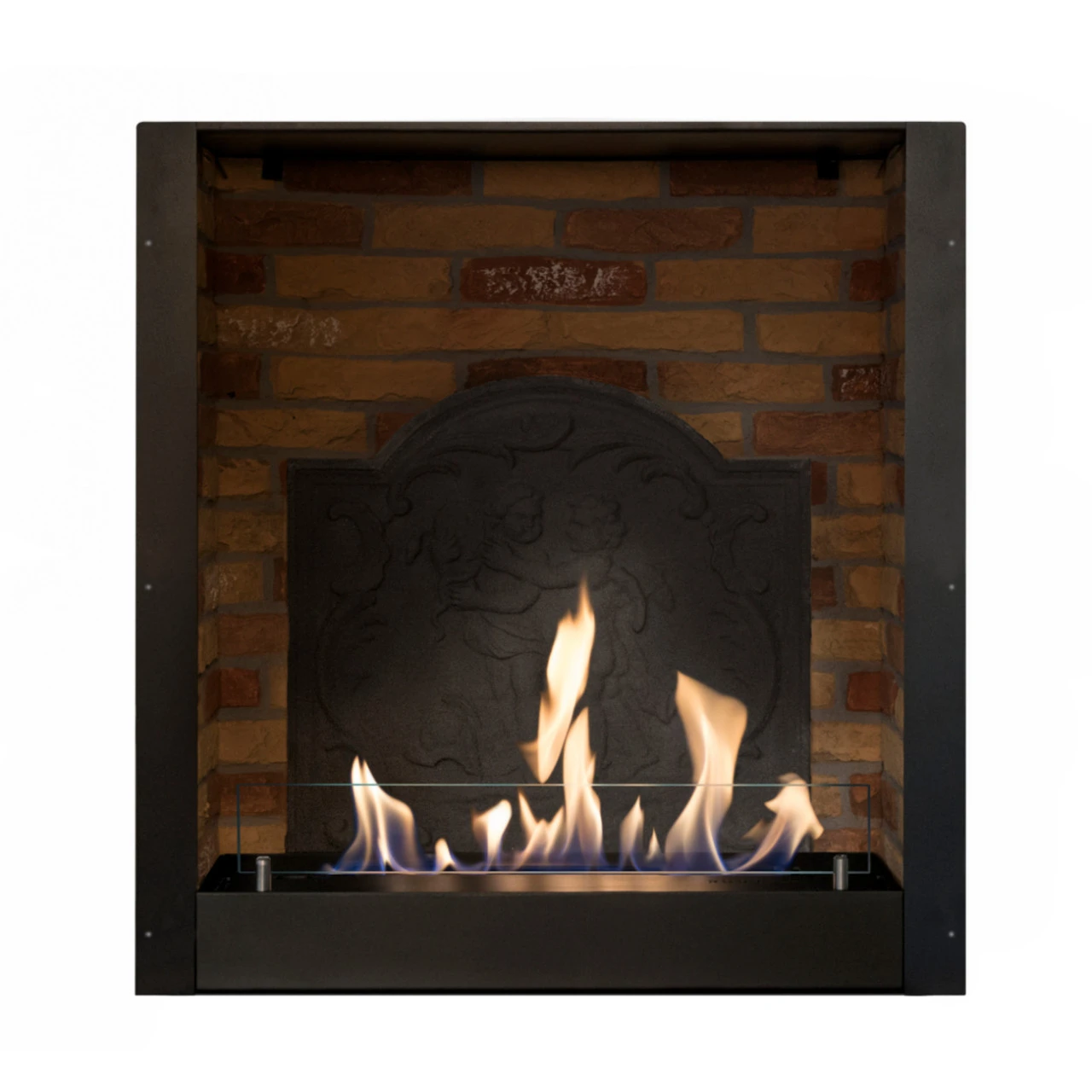 Kreta Bioethanol Kamin Naturstein Weiß Mit Steindekor Und Medaillon 4 Kreta Bioethanol Kamin Naturstein Weiß Mit Steindekor Und Medaillon – Bild 2