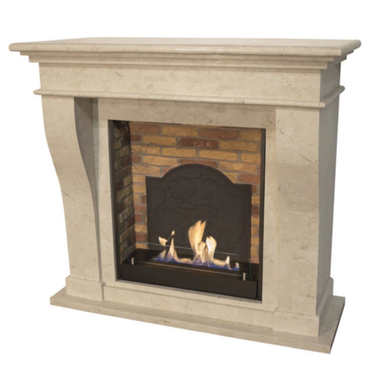 Kreta Bioethanol Kamin Naturstein Weiß Mit Steindekor Und Medaillon 3 Kreta Bioethanol Kamin Naturstein Weiß Mit Steindekor Und Medaillon