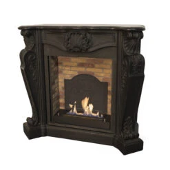 Louis Bioethanol Kamin Naturstein Schwarz Mit Steindekor Und Medaillon