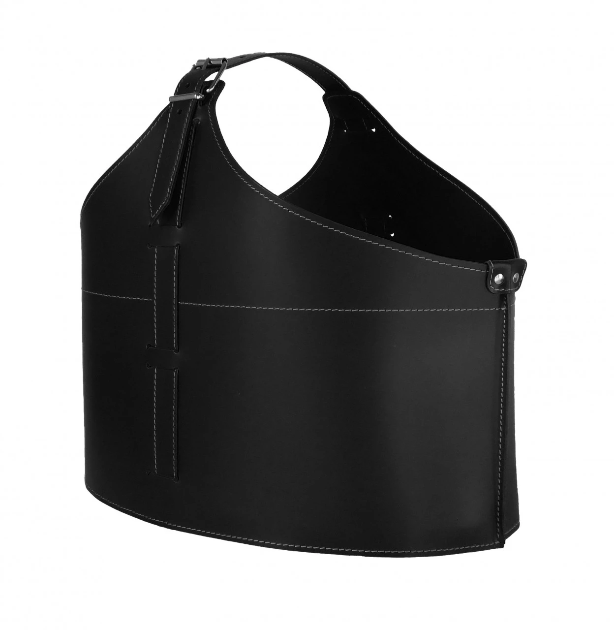 Designer Holzkorb Fabia Schwarz Aus Regeneriertem Leder Mit Rollen 4 Designer Holzkorb Fabia Schwarz Aus Regeneriertem Leder Mit Rollen – Bild 2