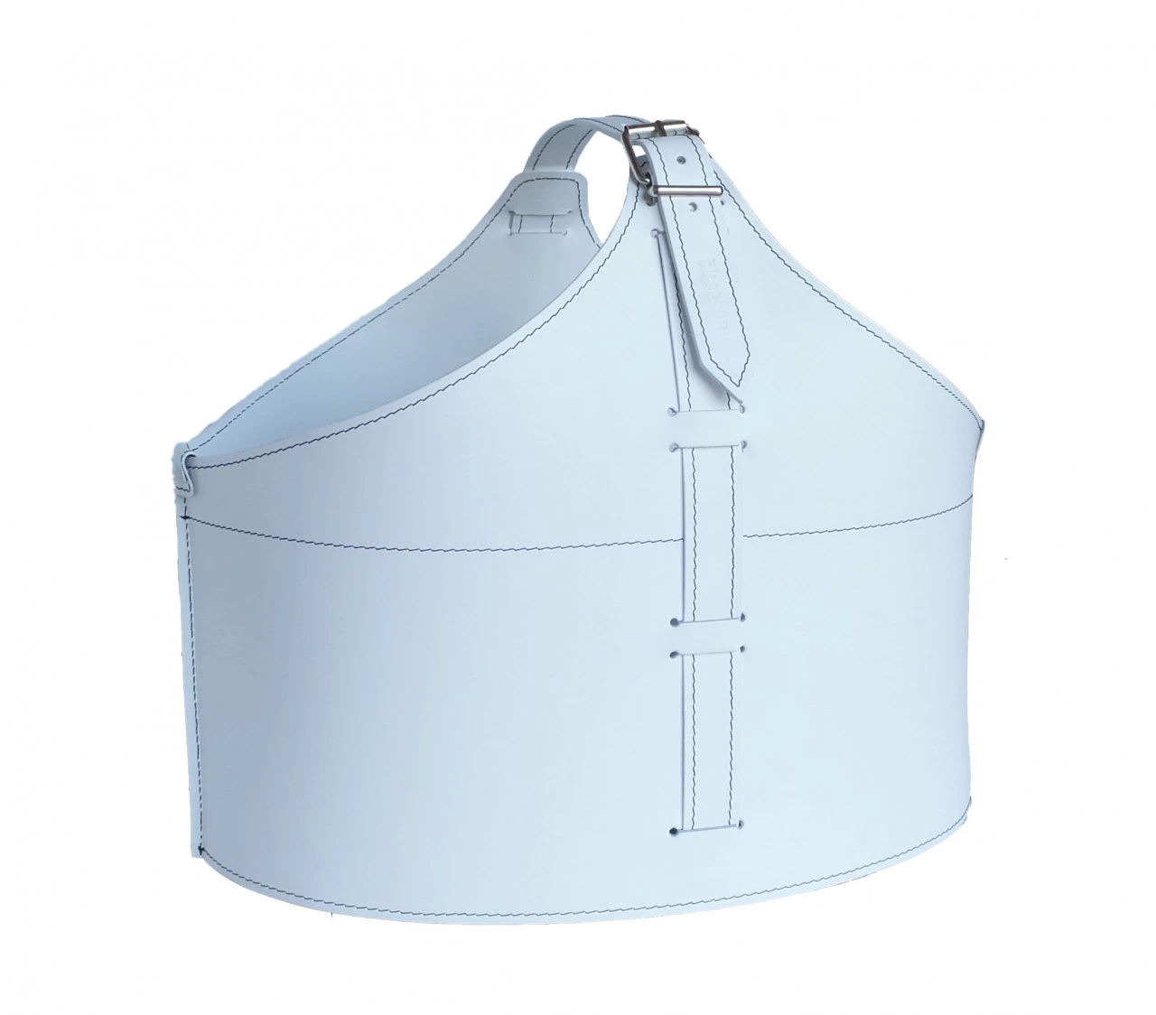 Designer Holzkorb Fabia Weiß Aus Regeneriertem Leder Mit Rollen 7 Designer Holzkorb Fabia Weiß Aus Regeneriertem Leder Mit Rollen – Bild 5