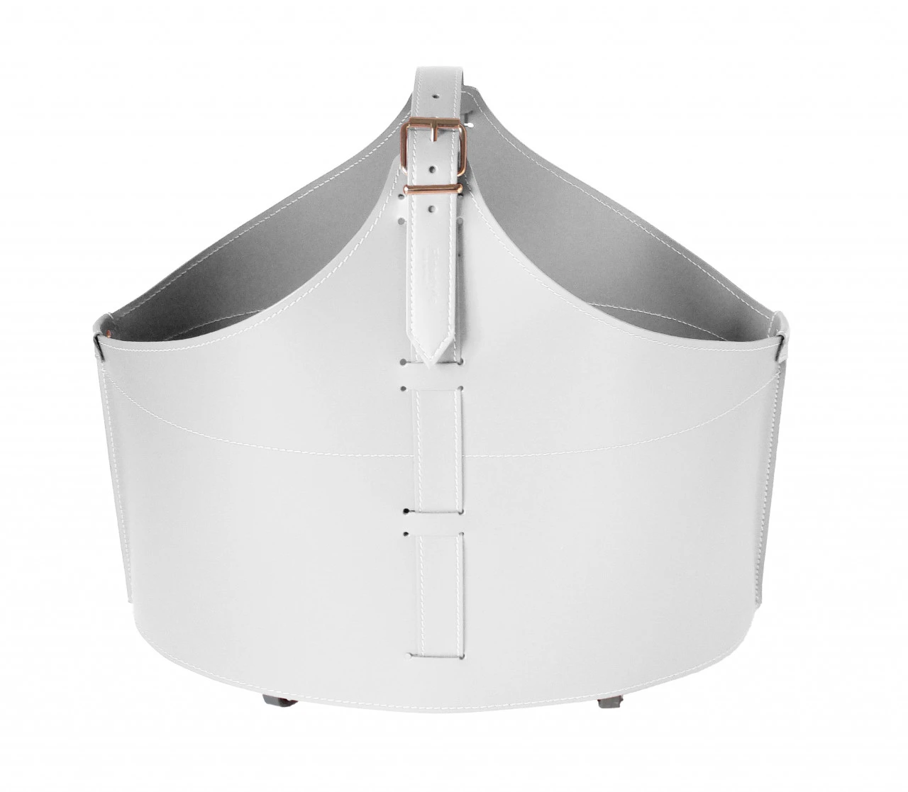 Designer Holzkorb Fabia Weiß Aus Regeneriertem Leder Mit Rollen 4 Designer Holzkorb Fabia Weiß Aus Regeneriertem Leder Mit Rollen – Bild 2