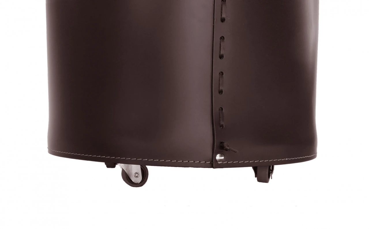 Giro Designer Holzkorb Dunkelbraun Aus Regeneriertem Leder Mit Rollen 6 Giro Designer Holzkorb Dunkelbraun Aus Regeneriertem Leder Mit Rollen – Bild 4