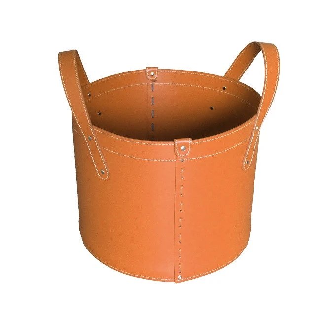 Designer Holzkorb Tonda Braun Aus Regeneriertem Leder Mit Rollen 5 Designer Holzkorb Tonda Braun Aus Regeneriertem Leder Mit Rollen – Bild 3