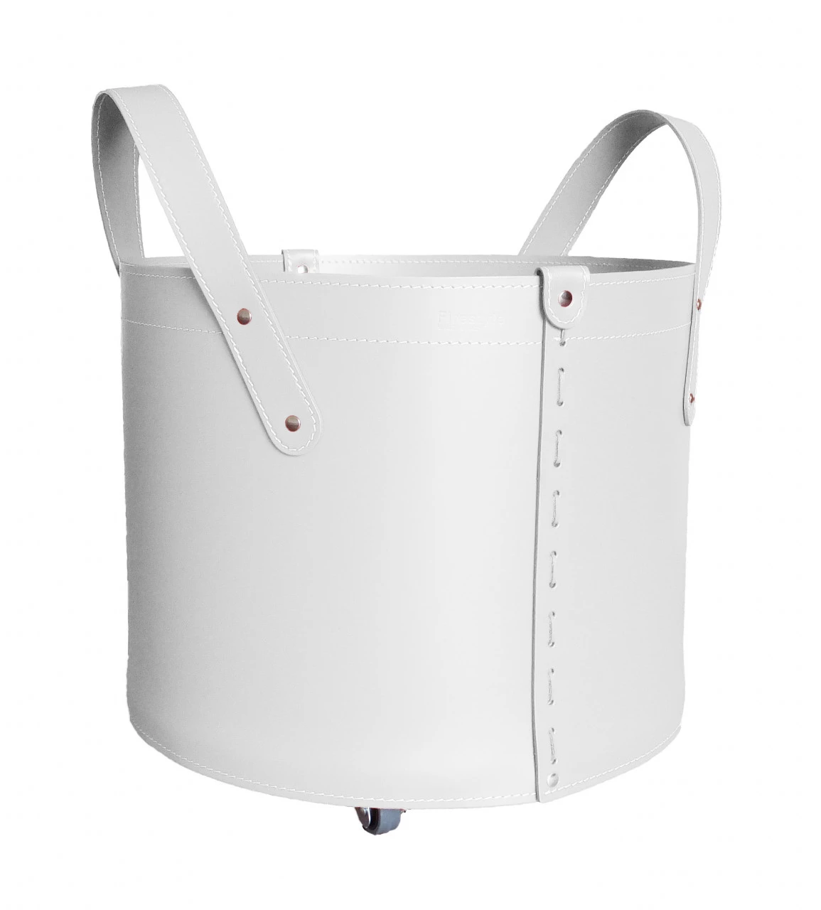 Designer Holzkorb Tonda Weiß Aus Regeneriertem Leder Mit Rollen 3 Designer Holzkorb Tonda Weiß Aus Regeneriertem Leder Mit Rollen