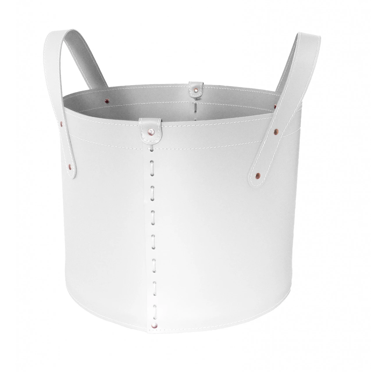 Designer Holzkorb Tonda Mini Weiß Aus Regeneriertem Leder Mit Rollen 5 Designer Holzkorb Tonda Mini Weiß Aus Regeneriertem Leder Mit Rollen – Bild 3