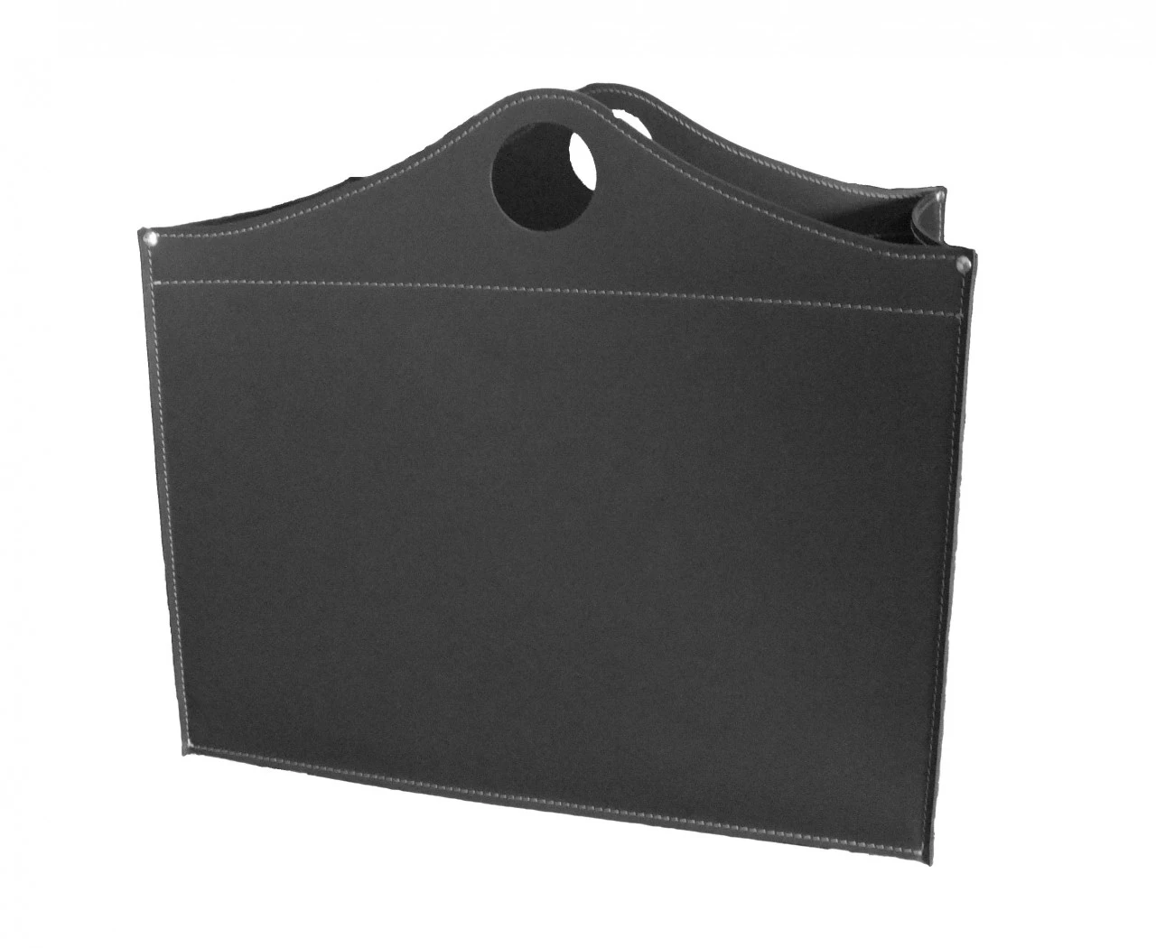 Woodbag Designer Holzkorb Schwarz Aus Regeneriertem Leder Mit Rollen 6 Woodbag Designer Holzkorb Schwarz Aus Regeneriertem Leder Mit Rollen – Bild 4