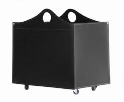 Woodbag Designer Holzkorb Schwarz Aus Regeneriertem Leder Mit Rollen